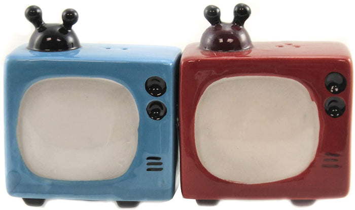 ebros gift Ebros Retro Televisions Ceramic Magnetic Salt Pepper Shakers Set