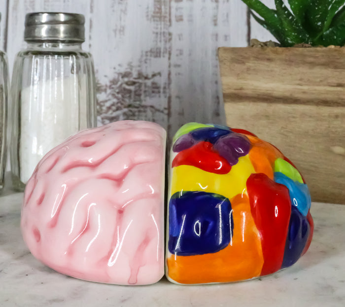 ebros gift Ebros Right And Left Brains Magnetic Ceramic Salt Pepper Shakers Set 3.5"L