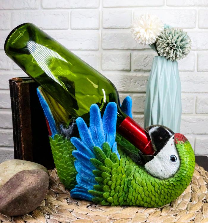 ebros gift Ebros Rio Rainforest Jungle Green Scarlet Macaw Parrot Wine Bottle Holder