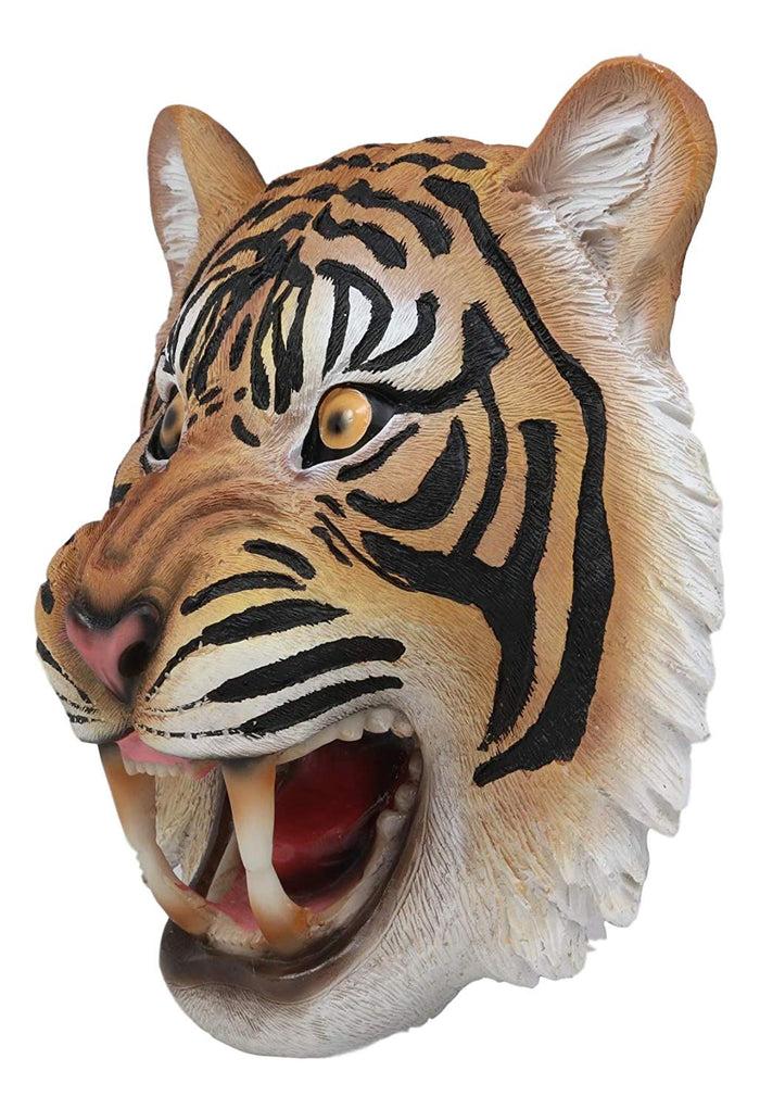 Ebros Gift Ebros Roaring Fearless Orange Bengal Tiger Head Wall Decor Plaque 8.5" Tall Taxidermy Art Decor Sculpture Jungle Apex Predator Wall Bust Plaque Of Tigers Cubs Tigress