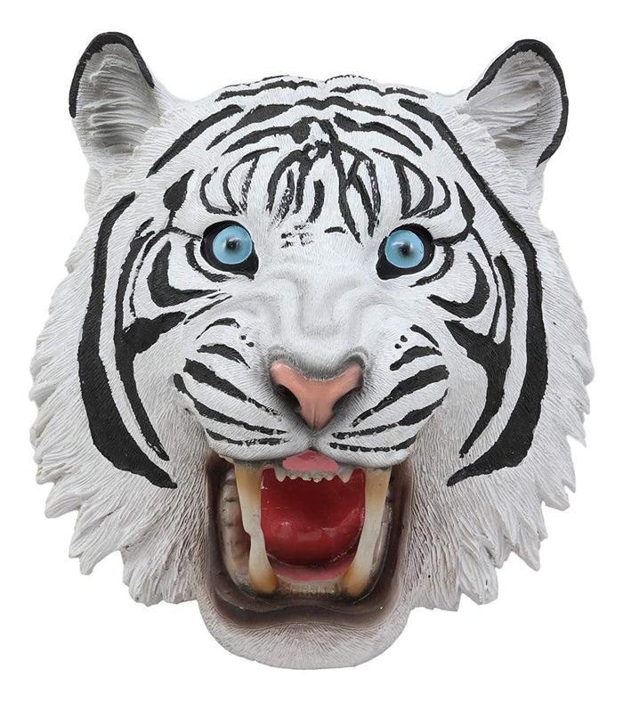 ebros gift Ebros Roaring Savage Blue Eyed White Siberian Tiger Head Wall Decor Plaque 8.5" Tall Taxidermy Art Decor Sculpture Jungle Apex Predator Wall Bust Plaque of Tigers Cubs Tigress
