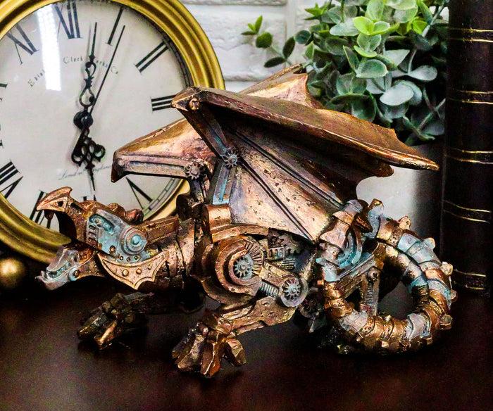 ebros gift Ebros Roaring Steampunk Copper Skinned Robotic Cyborg Winged Dragon Figurine Statue