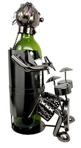 Ebros Gift Ebros Rock Band Concert Musician Drummer With Drum Set Steel Metal Wine Bottle Holder