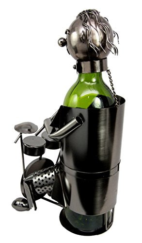 Ebros Gift Ebros Rock Band Concert Musician Drummer With Drum Set Steel Metal Wine Bottle Holder
