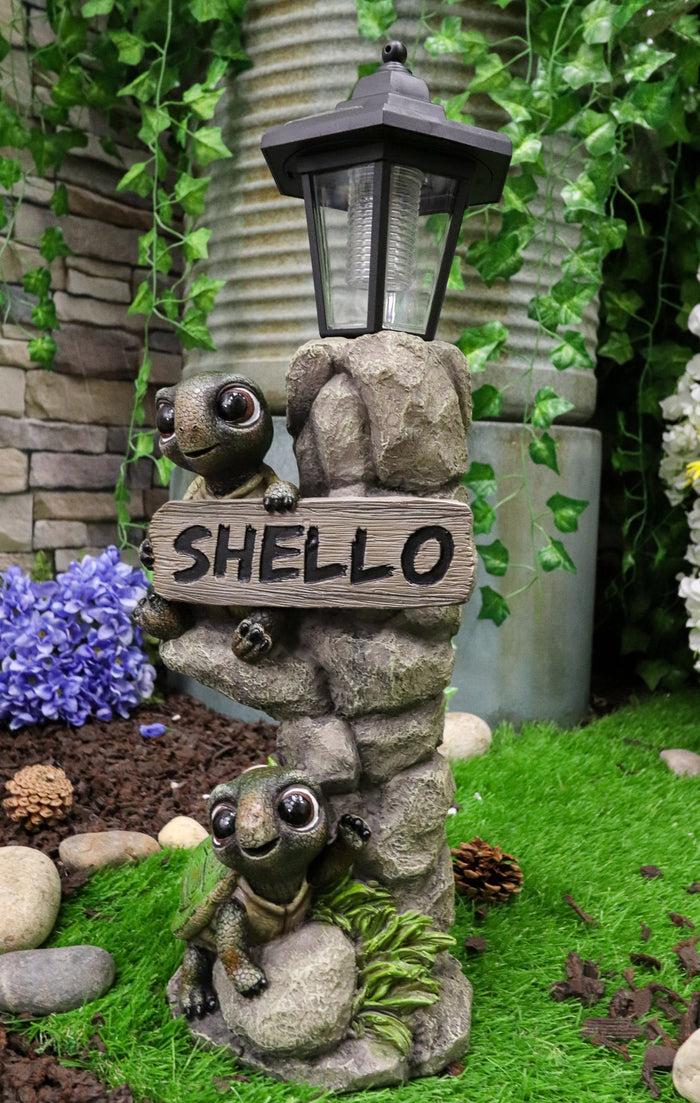 ebros gift Ebros Rock Climbing Baby Tortoise Turtles With Greeting Sign & Solar LED Light Statue