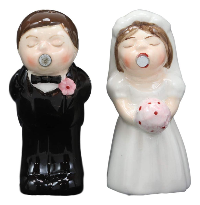 Ebros Gift Ebros Romantic Bridal Wedding Kissing Bride And Groom Magnetic Salt Pepper Shakers Set