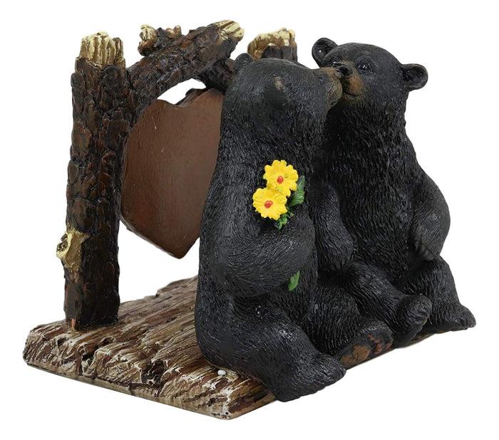 Ebros Gift Ebros Romantic Kissing Black Bears Seated By Tree Logs Kitchen Napkin Holder 5"H