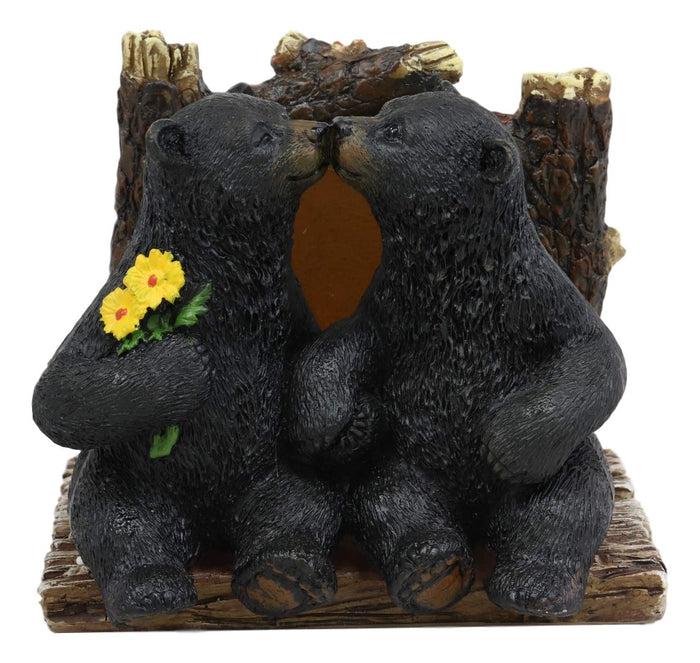 Ebros Gift Ebros Romantic Kissing Black Bears Seated By Tree Logs Kitchen Napkin Holder 5"H