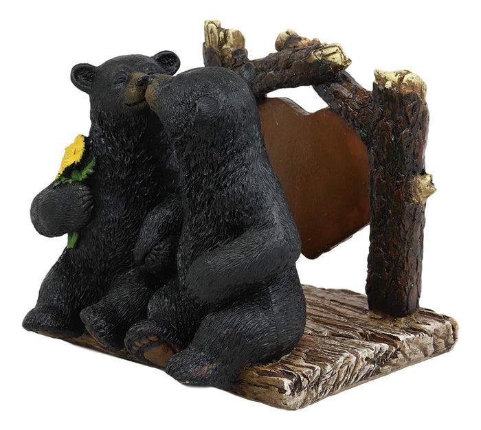 Ebros Gift Ebros Romantic Kissing Black Bears Seated By Tree Logs Kitchen Napkin Holder 5"H