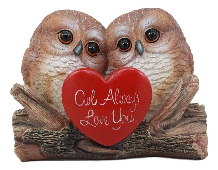 Ebros Gift Ebros Romantic Owl Couple Statue Wisdom Of The Forests Love Birds Pair Of Owls Holding Heart Shaped Sign