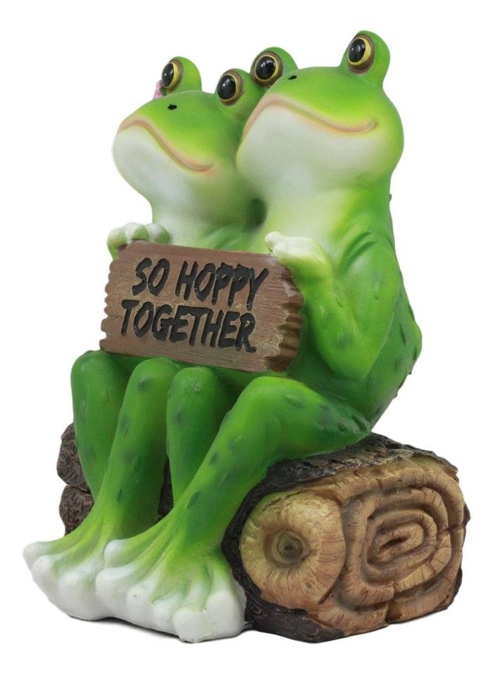 Ebros Gift Ebros Romantic Wedding Frog Couple Sitting On Wooden Log Statue "So Hoppy Together" Frog Lovers Figurine Collectible Eternal Happiness Sculpture