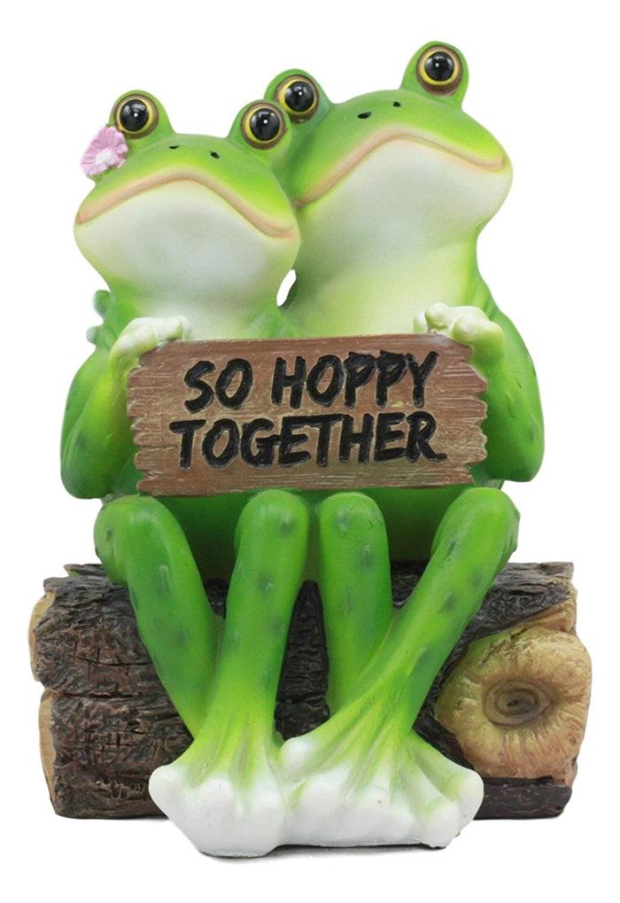 Ebros Gift Ebros Romantic Wedding Frog Couple Sitting On Wooden Log Statue "So Hoppy Together" Frog Lovers Figurine Collectible Eternal Happiness Sculpture