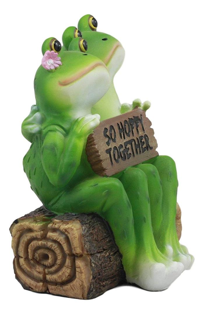 Ebros Gift Ebros Romantic Wedding Frog Couple Sitting On Wooden Log Statue "So Hoppy Together" Frog Lovers Figurine Collectible Eternal Happiness Sculpture