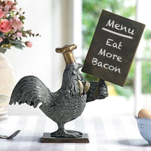 ebros gift Ebros Rooster with Chef Hat Holding A Menu Board Statue 13.5" Tall Countertop