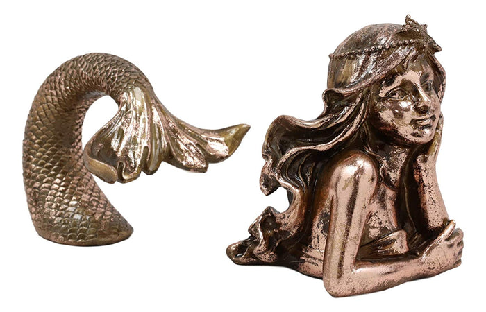 Ebros Gift Ebros Rose Gold Dreaming Siren Mermaid2 Piece Parts Body And Tail Statue 5" H