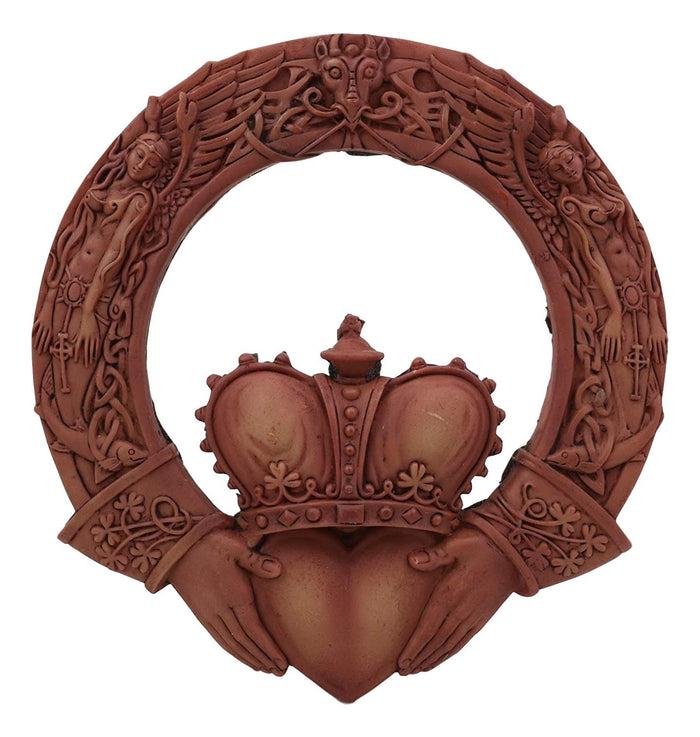 Ebros Gift Ebros Royal Celtic Claddagh Ring Wall Plaque Figurine As Symbol Of Love Friendship Loyalty Home Hanging Art Decor Sculpture (Rustic Clay)