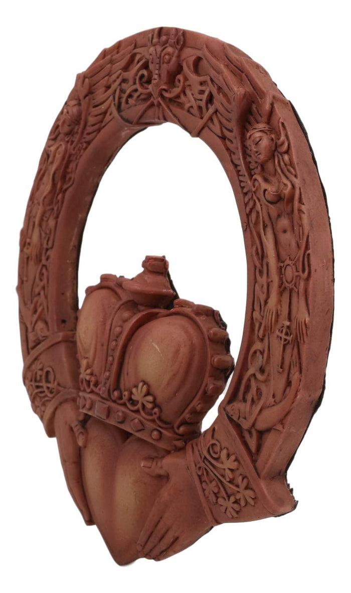 Ebros Gift Ebros Royal Celtic Claddagh Ring Wall Plaque Figurine As Symbol Of Love Friendship Loyalty Home Hanging Art Decor Sculpture (Rustic Clay)