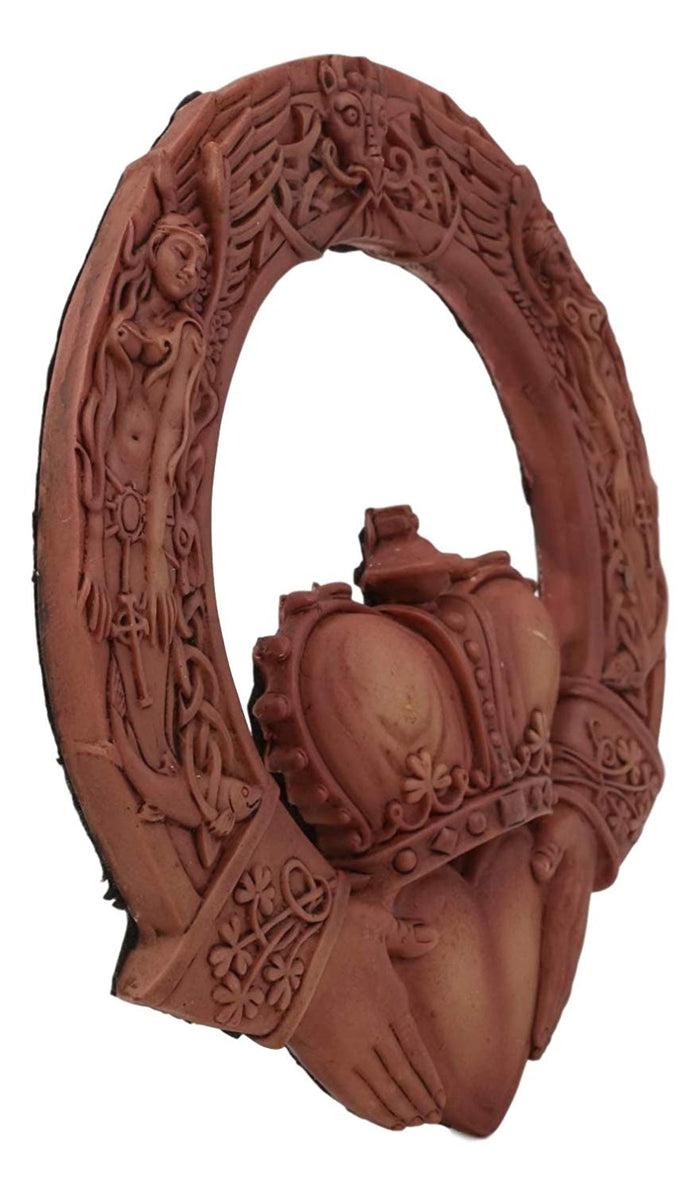 Ebros Gift Ebros Royal Celtic Claddagh Ring Wall Plaque Figurine As Symbol Of Love Friendship Loyalty Home Hanging Art Decor Sculpture (Rustic Clay)