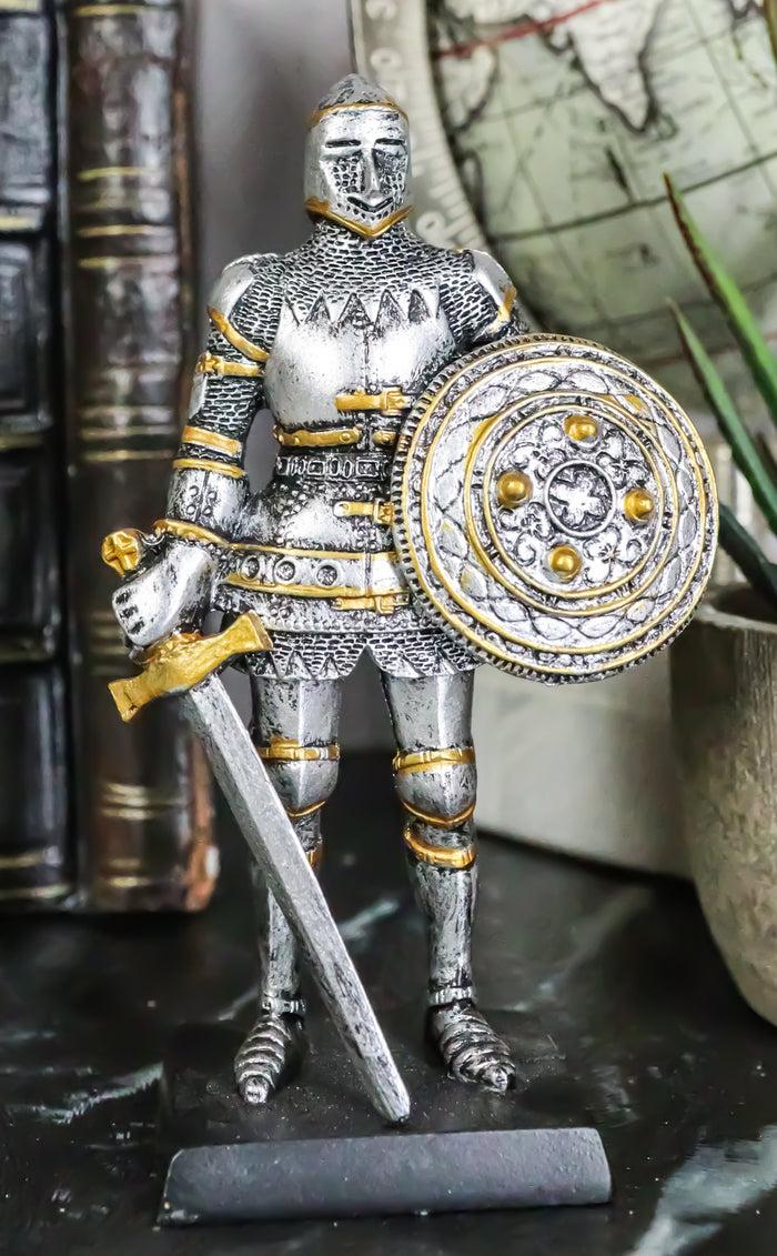 ebros gift Ebros Royal Knight with Dagger Sword and Round Shield Miniature Figurine 5" H