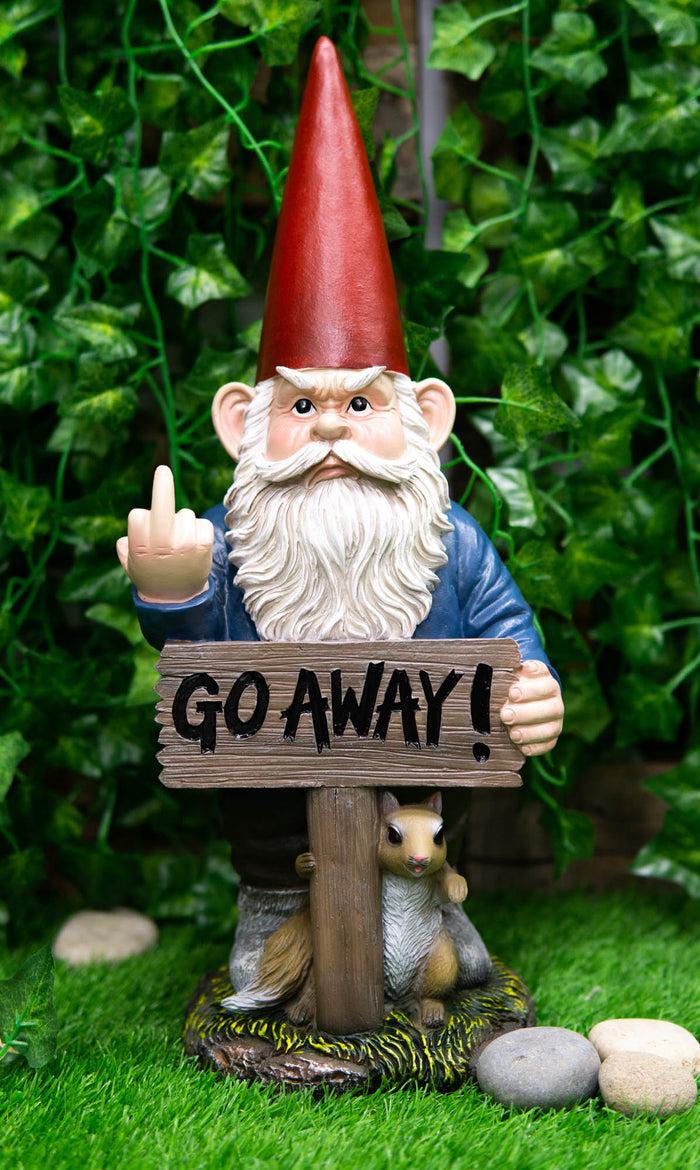 ebros gift Ebros Rude Garden Greeter "Go Away " Gnome Dwarf Not Welcome Statue 17.75"H Patio Outdoor Poolside Figurine As Whimsical Decor Magical Fantasy Gnomes Decoration