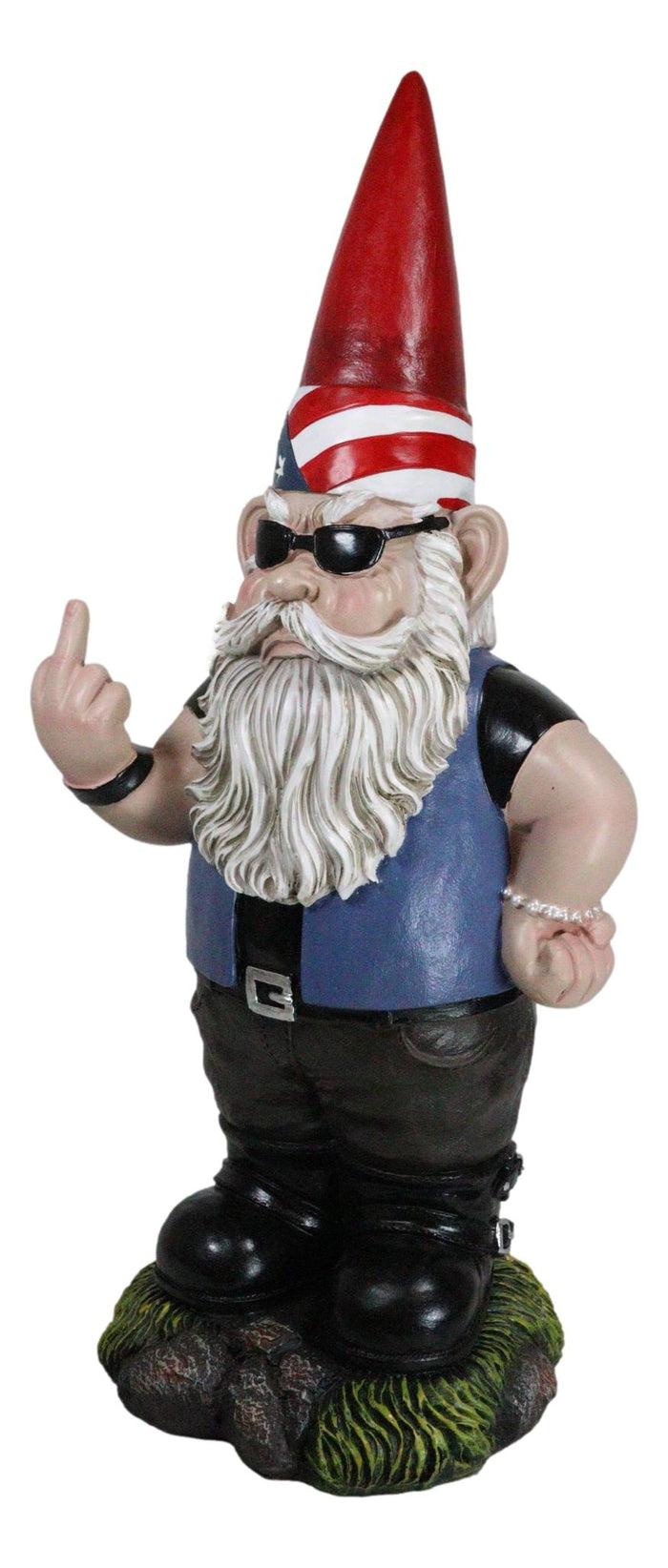 Ebros Gift Ebros Rude Garden Greeter Go Away Gnome Dwarf Statue 17.25"H Patriotic Gnome