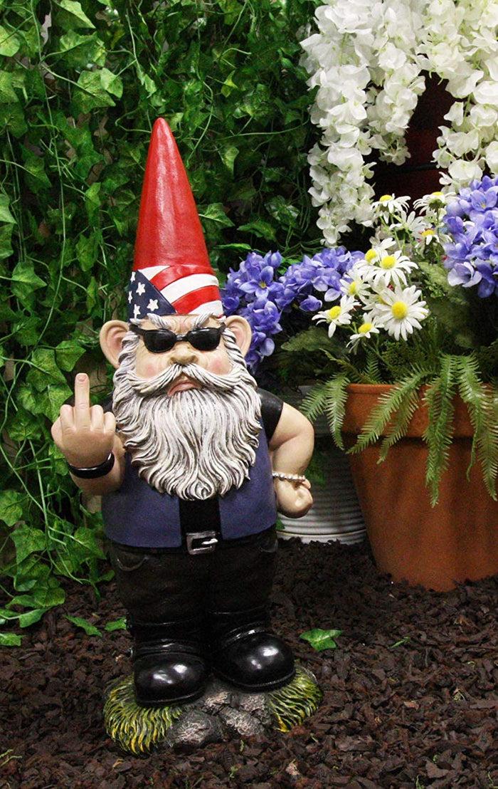 ebros gift Ebros Rude Garden Greeter Go Away Gnome Dwarf Statue 17.25"H Patriotic Gnome