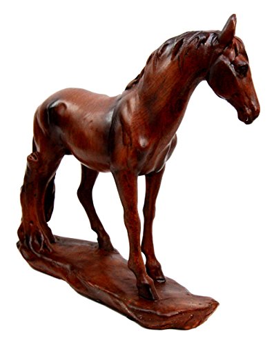 Ebros Gift Ebros Rugged Fine Race Horse Steed Decorative Resin Figurine In Faux Wood Finish 6.5"H