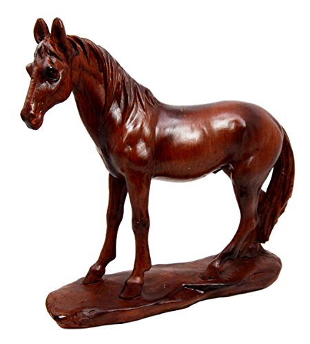 ebros gift Ebros Rugged Fine Race Horse Steed Decorative Resin Figurine In Faux Wood Finish 6.5"H
