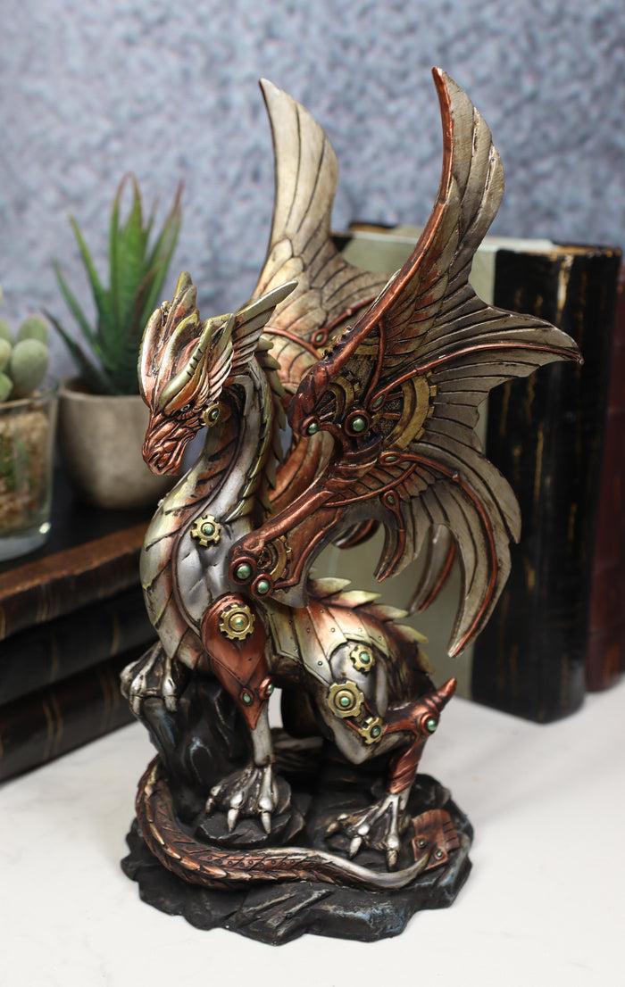 ebros gift Ebros Ruler Of Pantagonia Steampunk Cyborg Robot Dragon Statue 10.5"Tall