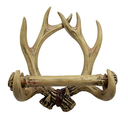 Ebros Gift Ebros Rustic 10 Point Buck Deer Antlers Toilet Paper Holder Bathroom Wall Decor