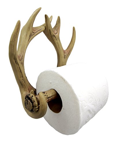 Ebros Gift Ebros Rustic 10 Point Buck Deer Antlers Toilet Paper Holder Bathroom Wall Decor