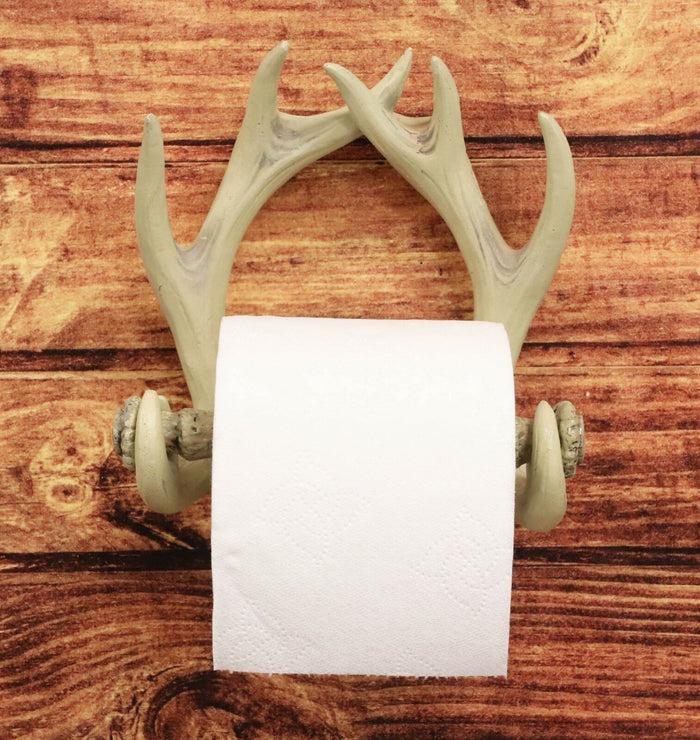 ebros gift Ebros Rustic 10 Point Buck Deer Antlers Toilet Paper Holder Bathroom Wall Decor