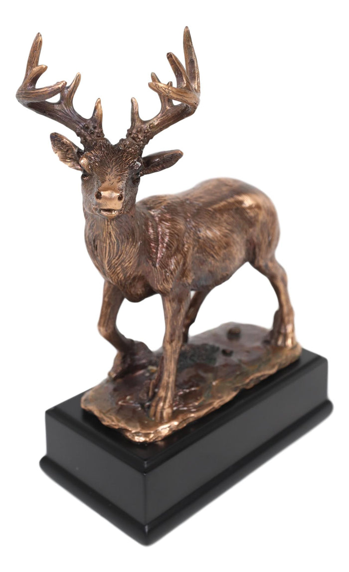 Ebros Gift Ebros Rustic 12 Point Buck Stag Deer Bronze Patinated Resin Statue W/ Trophy Base