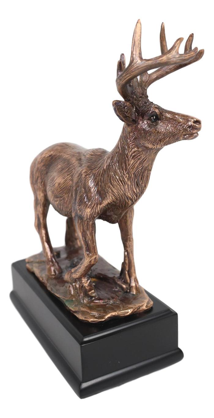 Ebros Gift Ebros Rustic 12 Point Buck Stag Deer Bronze Patinated Resin Statue W/ Trophy Base