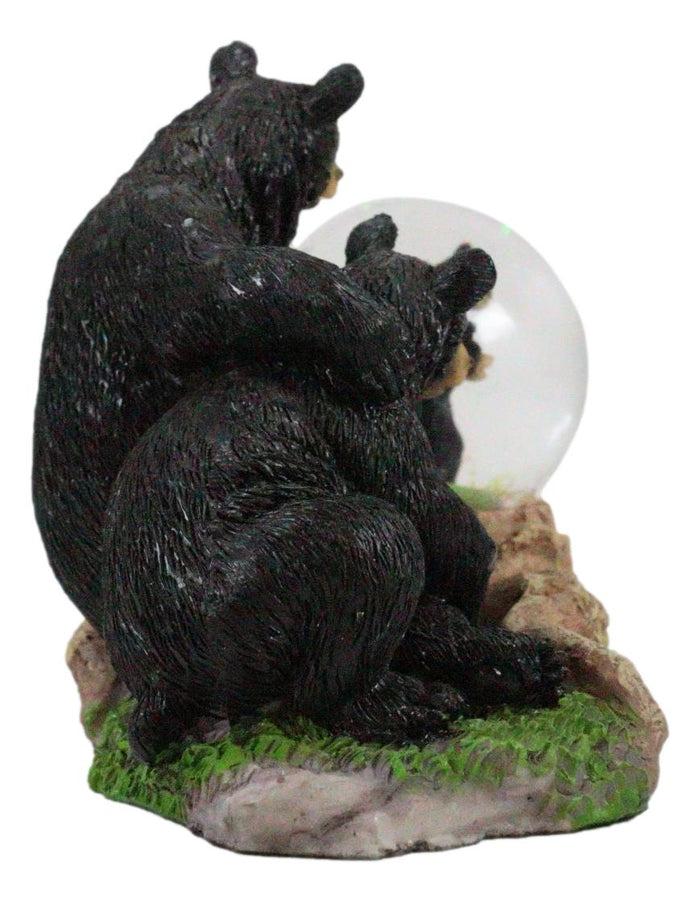 Ebros Gift Ebros Rustic American Papa & Mama Black Bears W/ Cubs Small Glitter Water Globe