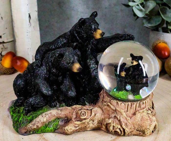 ebros gift Ebros Rustic American Papa & Mama Black Bears W/ Cubs Small Glitter Water Globe