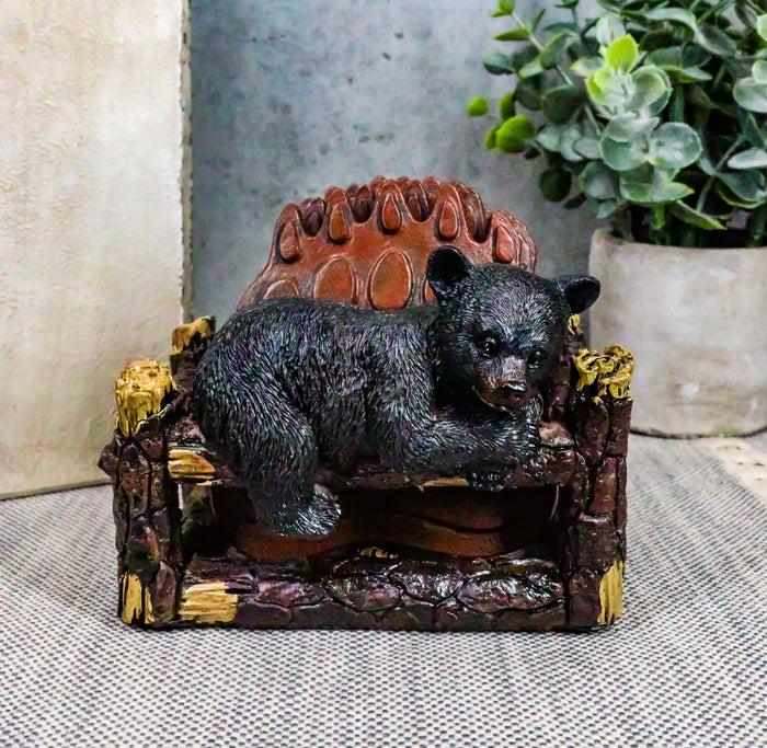 Ebros Gift Ebros Rustic Black Bear Cub On Tree Branch Coaster Set W/ 4 Bear Paws 4.5"W
