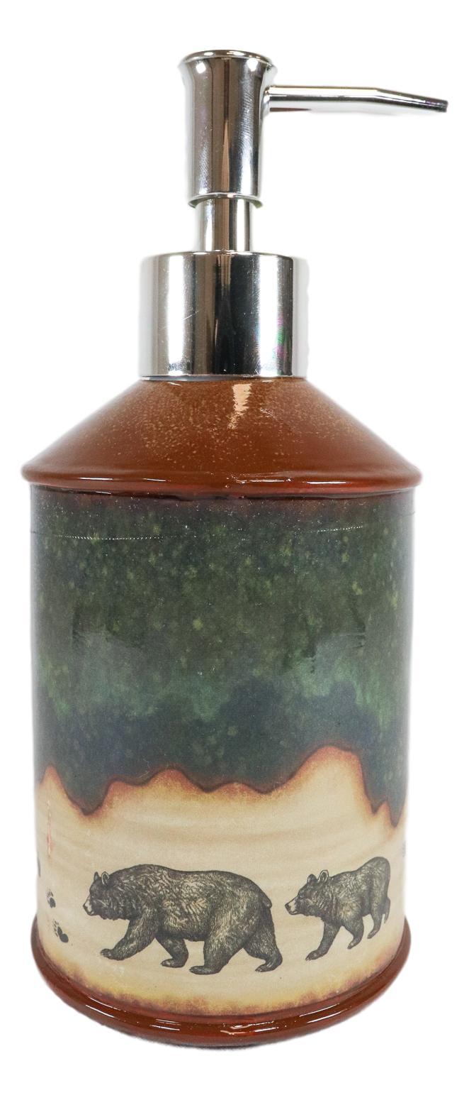 Ebros Gift Ebros Rustic Black Bear Family Country Paw Trail Liquid Soap Or Lotion Pump Dispenser
