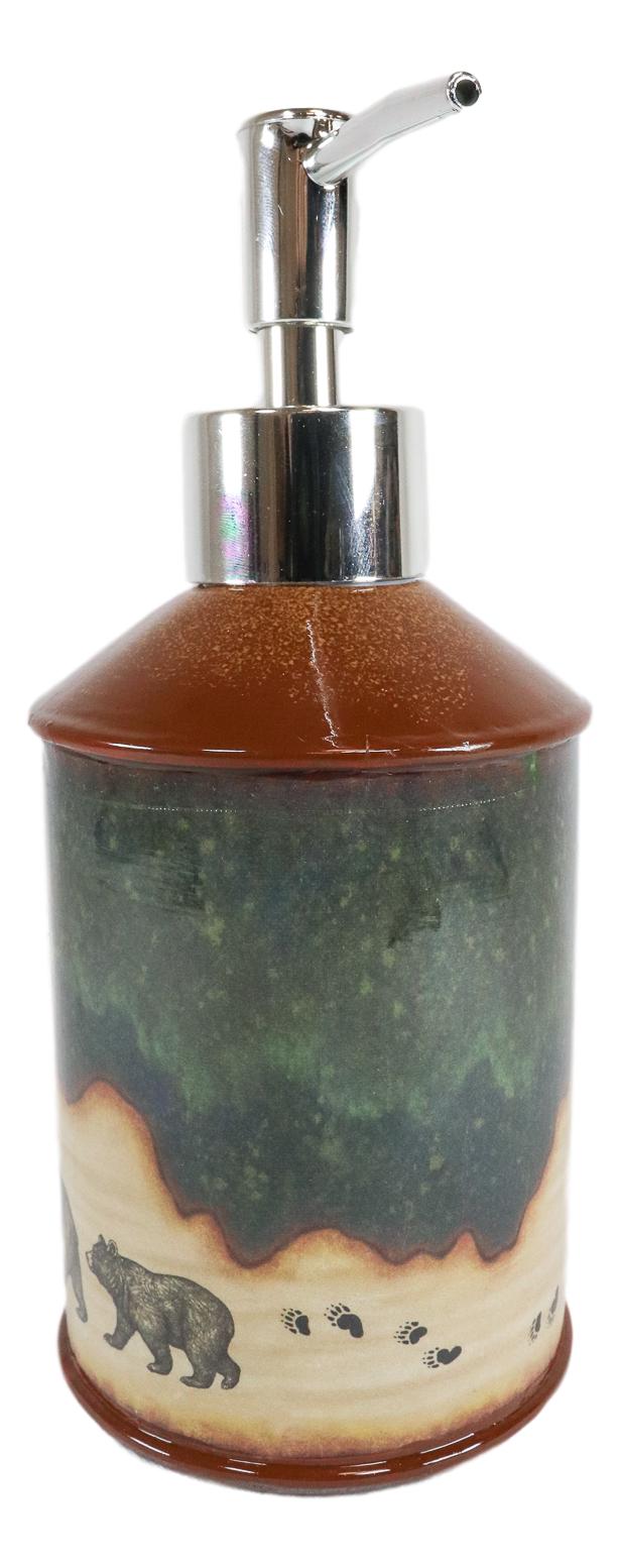 Ebros Gift Ebros Rustic Black Bear Family Country Paw Trail Liquid Soap Or Lotion Pump Dispenser