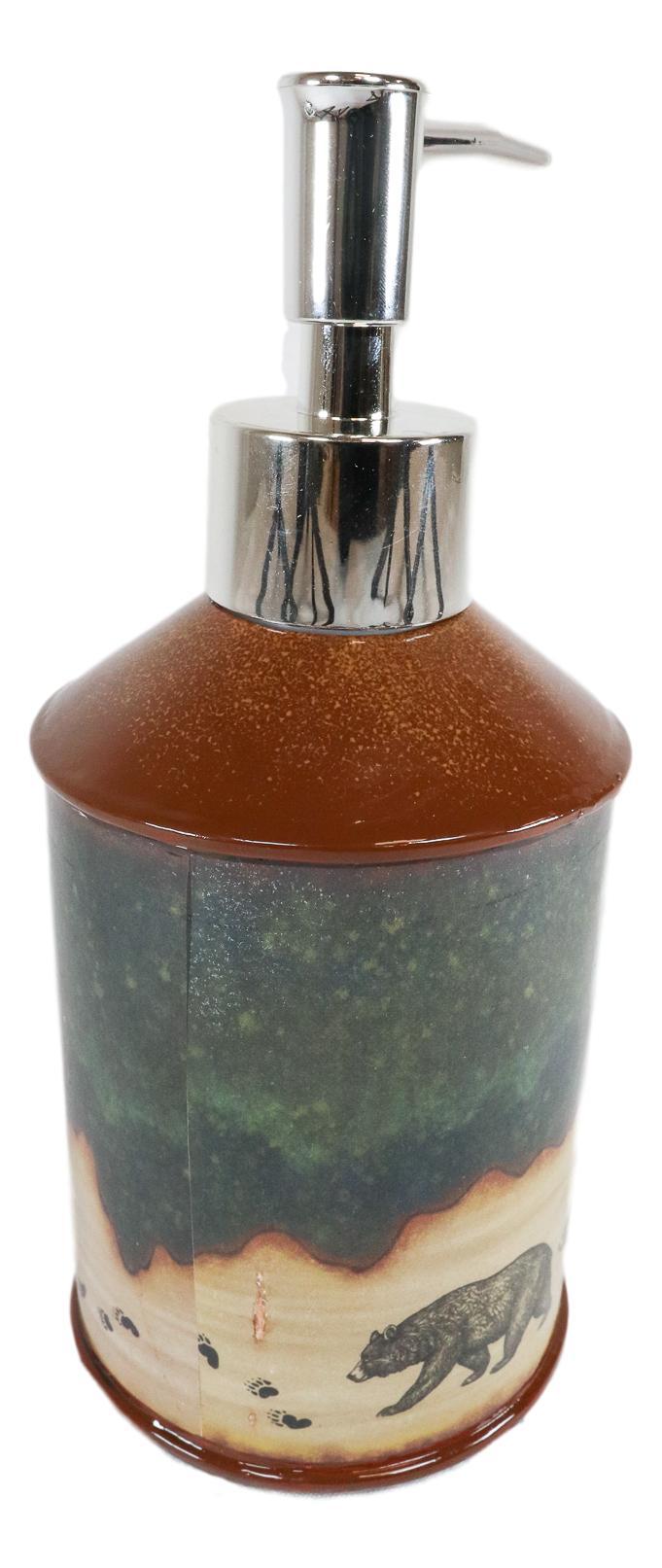 Ebros Gift Ebros Rustic Black Bear Family Country Paw Trail Liquid Soap Or Lotion Pump Dispenser