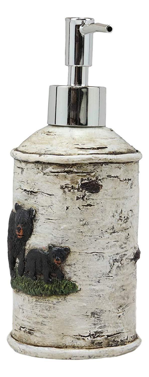 Ebros Gift Ebros Rustic Black Bear Faux Birch Liquid Soap Or Lotion Pump Dispenser