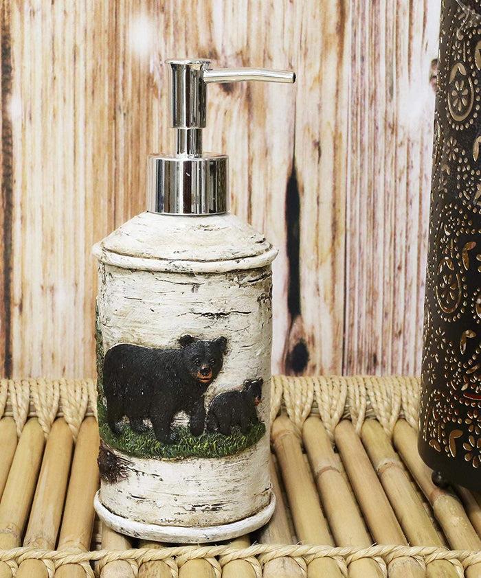 ebros gift Ebros Rustic Black Bear Faux Birch Liquid Soap Or Lotion Pump Dispenser