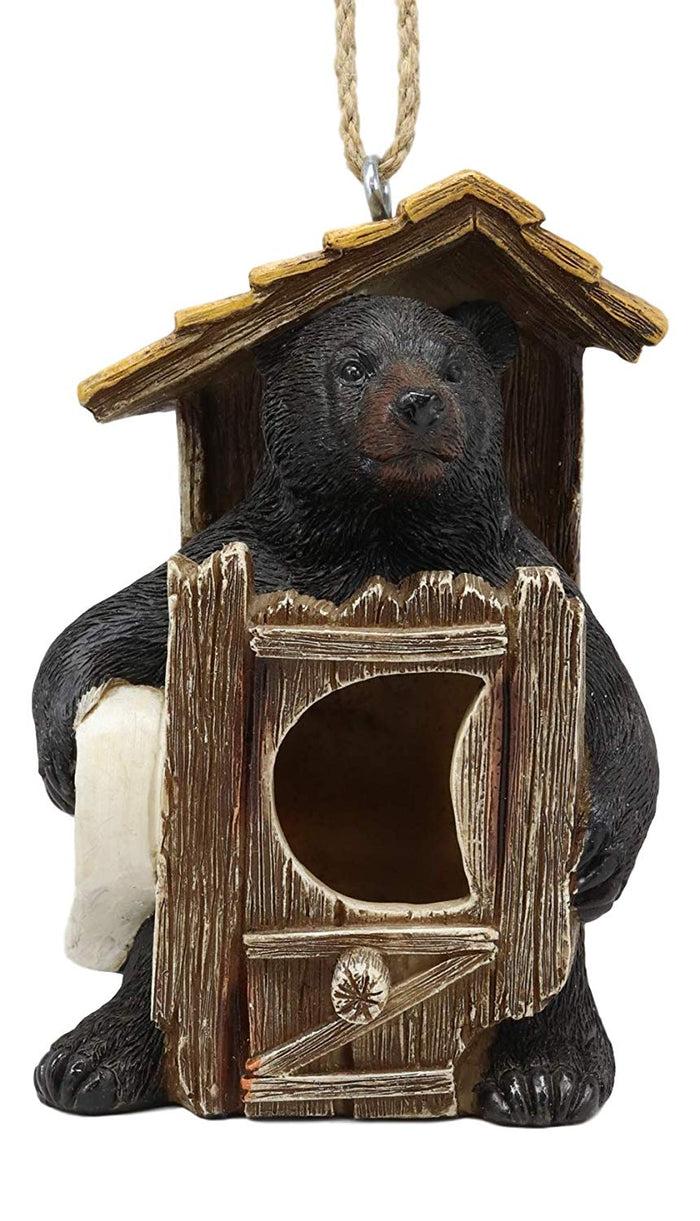 Ebros Gift Ebros Rustic Black Bear Hut By Birdhouse Bird Feeder Hanger With Jute Strings