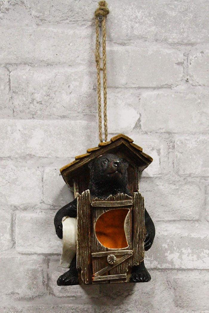 ebros gift Ebros Rustic Black Bear Hut by Birdhouse Bird Feeder Hanger with Jute Strings