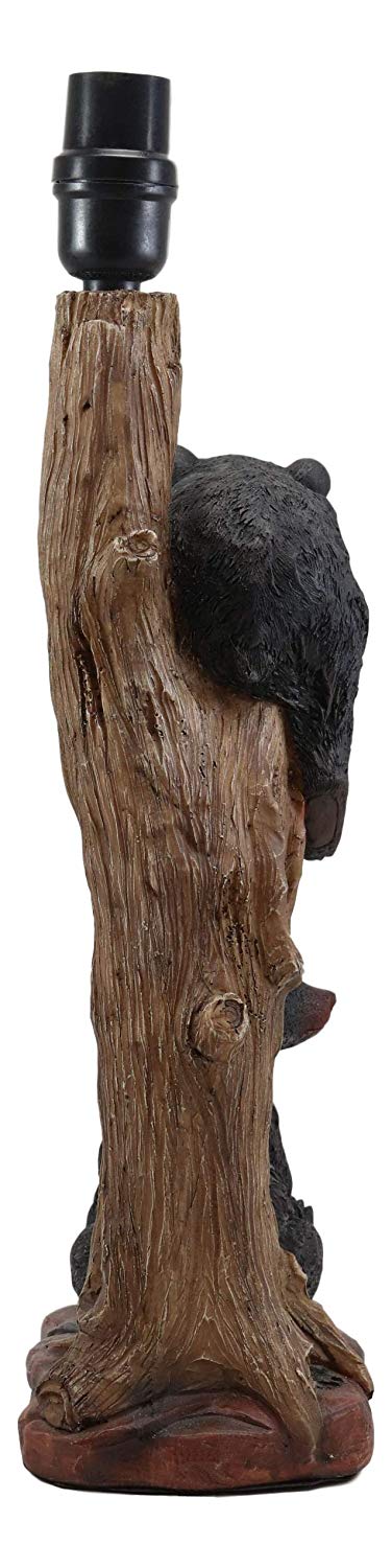 Ebros Gift Ebros Rustic Black Bears Napping & Eating Honey Table Lamp Sculpture With Shade