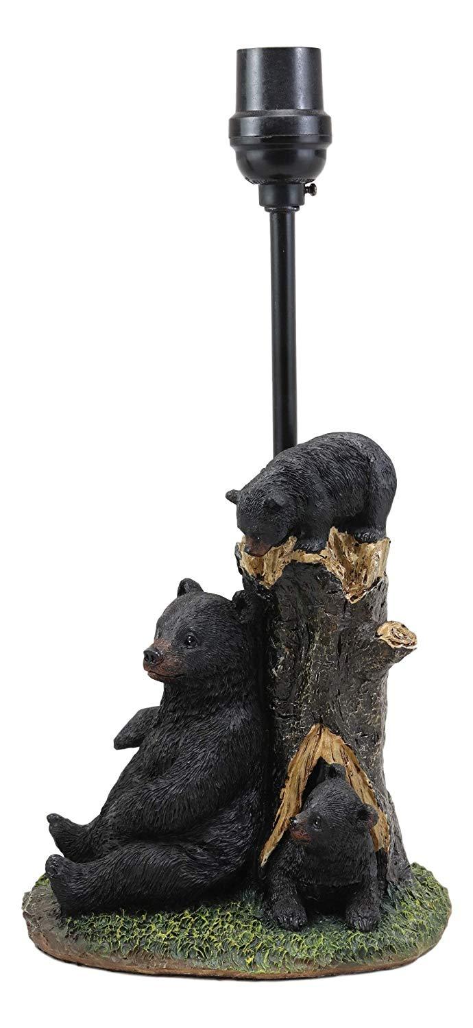 Ebros Gift Ebros Rustic Black Momma Bear With Cubs Playing Hide And Seek Table Lamp With Shade