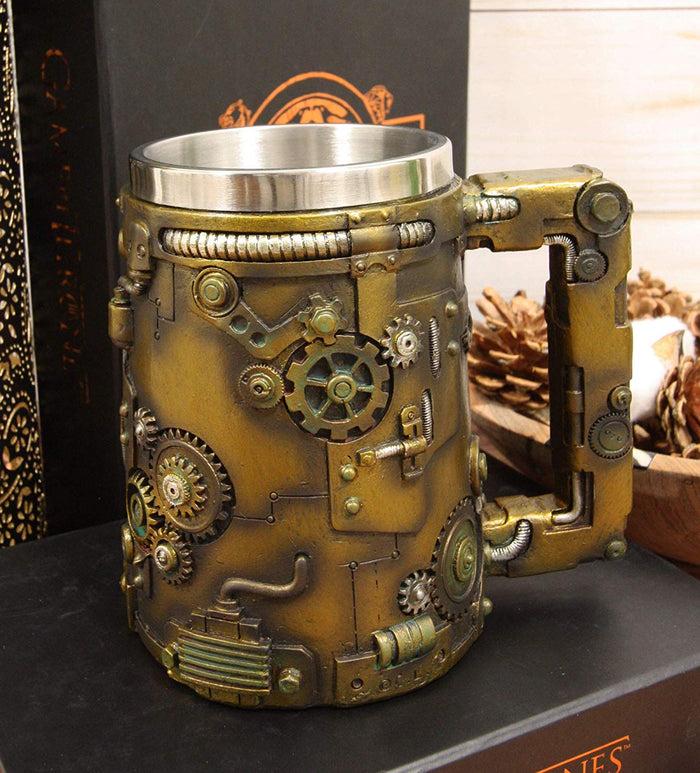 ebros gift Ebros Rustic Bronze Finish Nautilus Steampunk Pipes Valves And Gears Tankard Mug Cup
