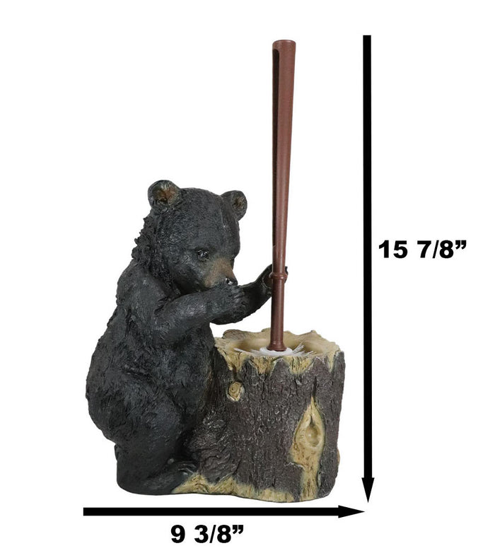 Ebros Gift Ebros Rustic Cabin Lodge Decor Whimsical Black Bear Forest Stinky Potion Toilet Brush And Tree Stump Base Holder Bathroom Gift 2 Piece Set