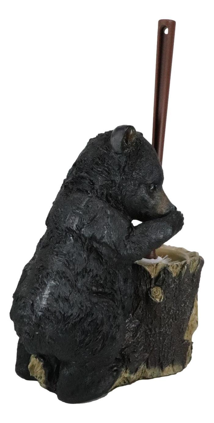 Ebros Gift Ebros Rustic Cabin Lodge Decor Whimsical Black Bear Forest Stinky Potion Toilet Brush And Tree Stump Base Holder Bathroom Gift 2 Piece Set