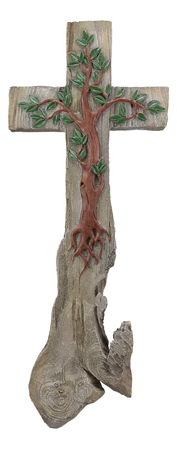 Ebros Gift Ebros Rustic Celtic Tree Of Life Wall Cross Crucifix Decor Hanging Plaque 18"H